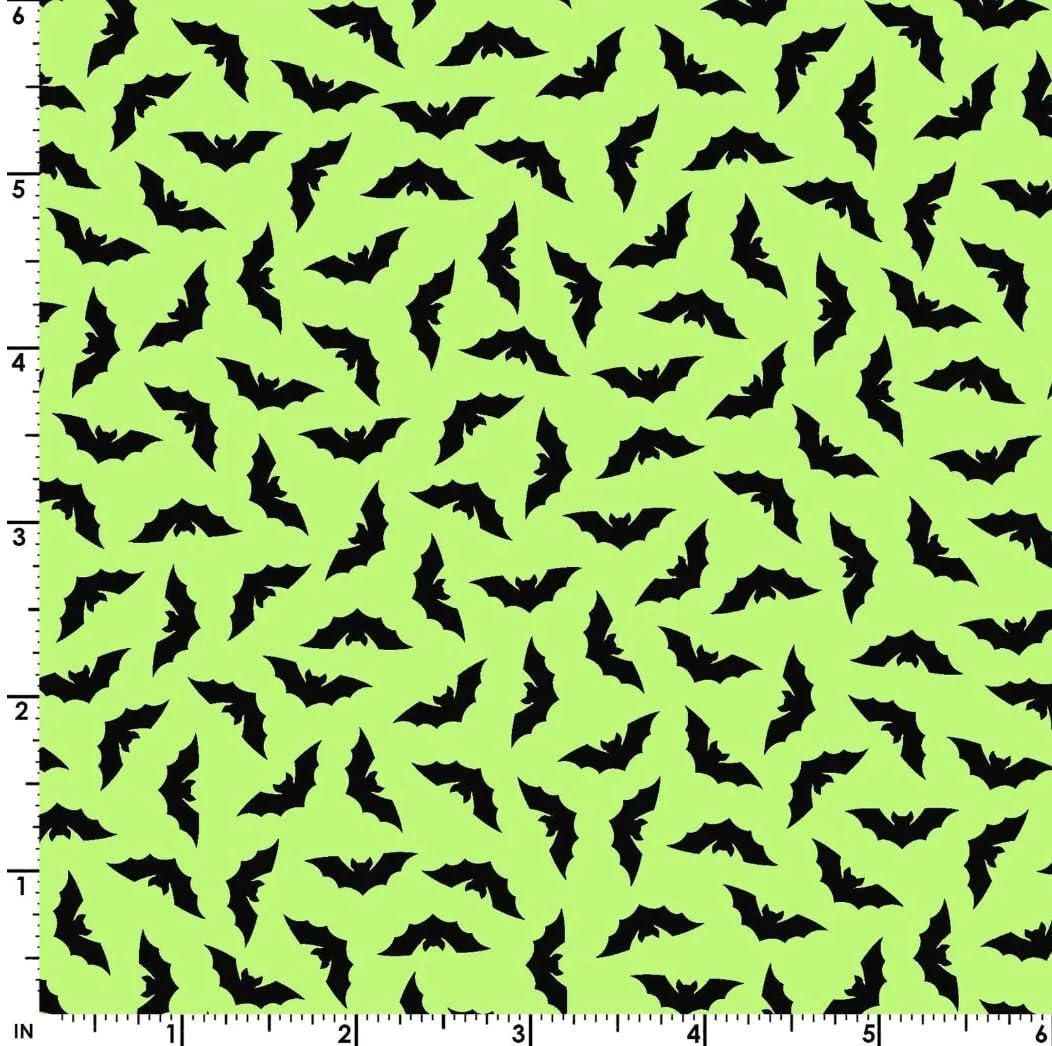 Maywood Studio Hometown Halloween Bats Fabric, Green Yard
