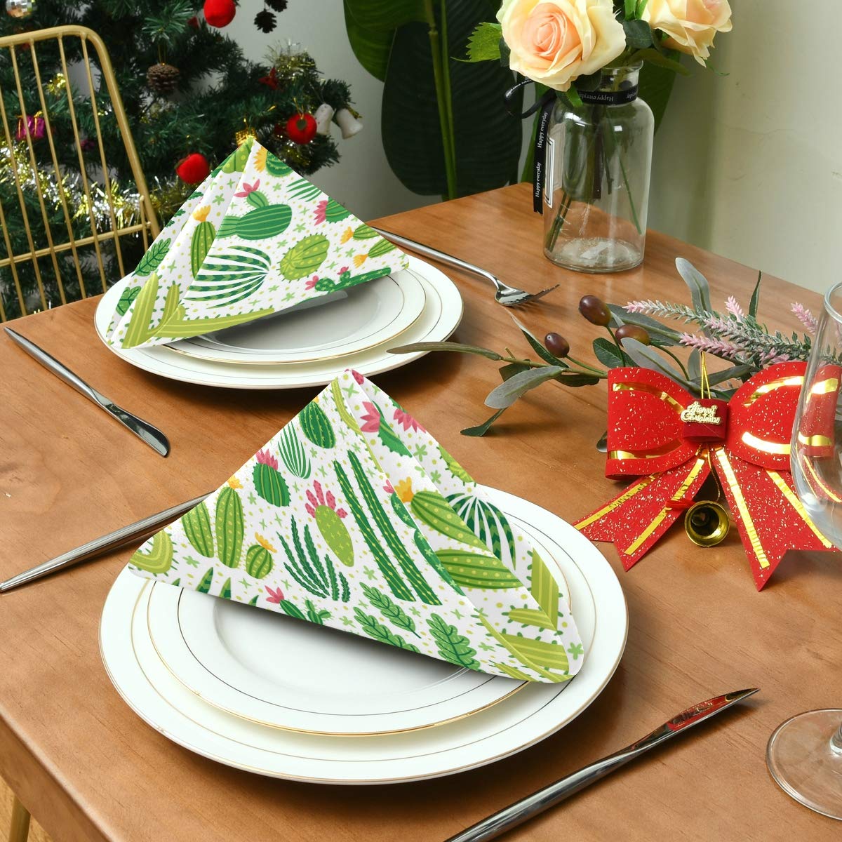 HaJie Servietten Tropische Baumbltter Kaktus Blume Abendessen Serviette  Papier Satin Polyester Tuch wiederverwendbare Servietten fr Tisch Kinder  50,8 x 50,8 cm, 4 Stck : Amazon.de: Kche, Haushalt & Wohnen