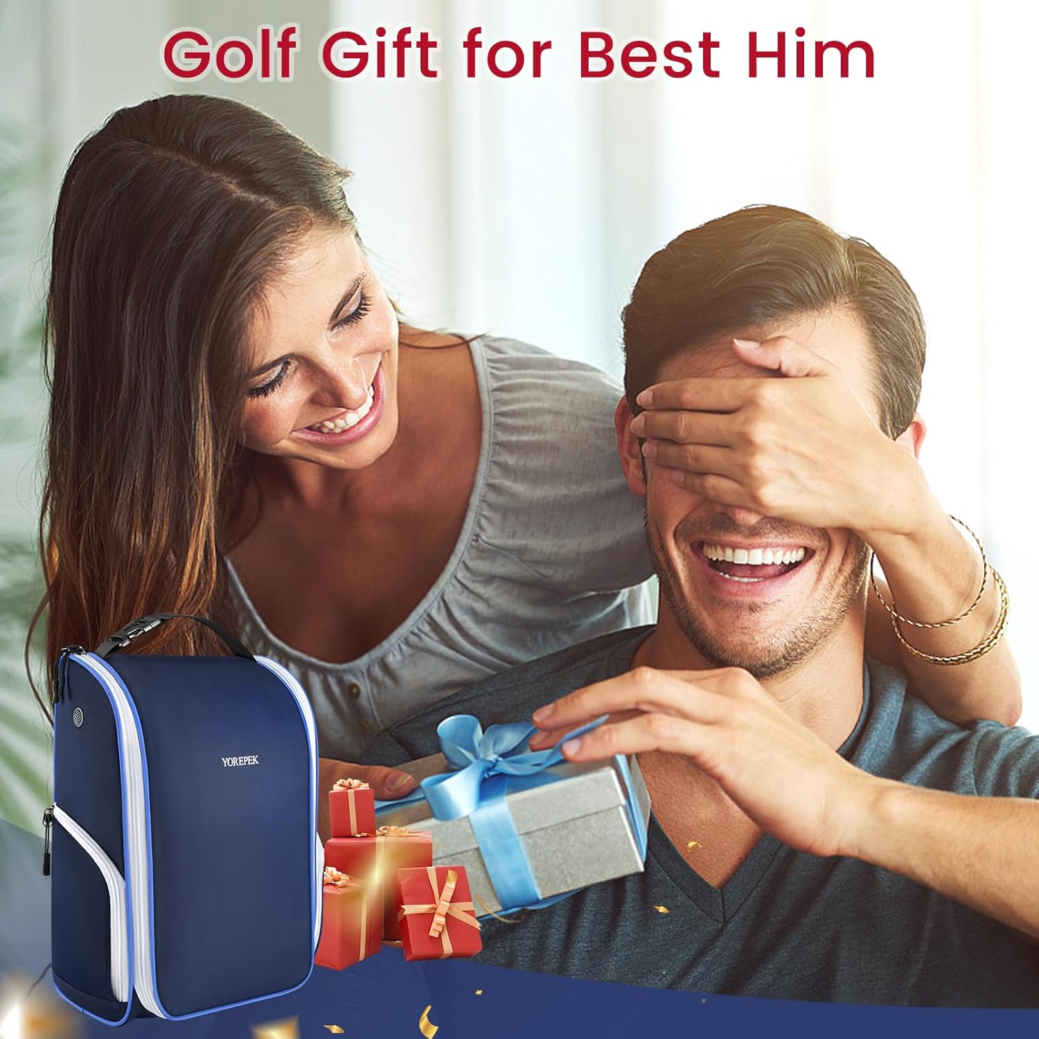 YOREPEK Golf Shoe Bag, with 3 Pockets for Socks, Gloves, Tees, Balls, Brush, Designed with a Buckle Top Carry Handle, Zippered Sport Shoe Carrier Bags with Ventilation, Golf Gifts for Men Unique,Blue - Image 8