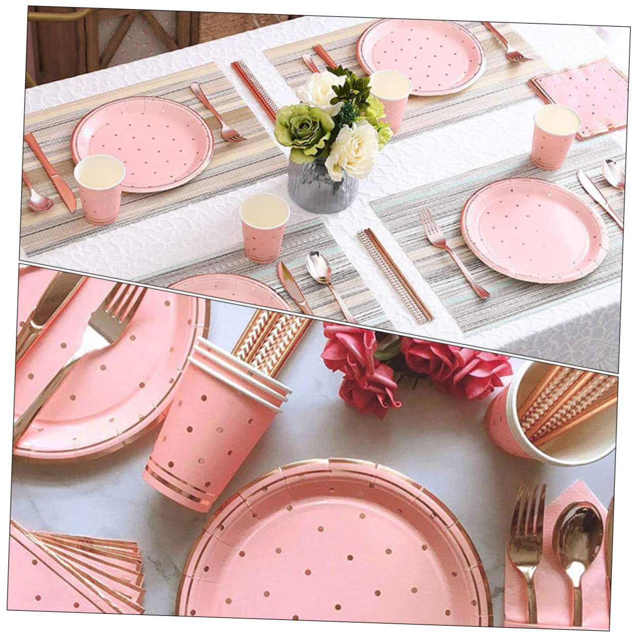 KICHOUSE 1Set Dot Disposable Party Knives Forks Spoons for Birthdays and Celebrations Durable One Cutlery for Home and Event Use