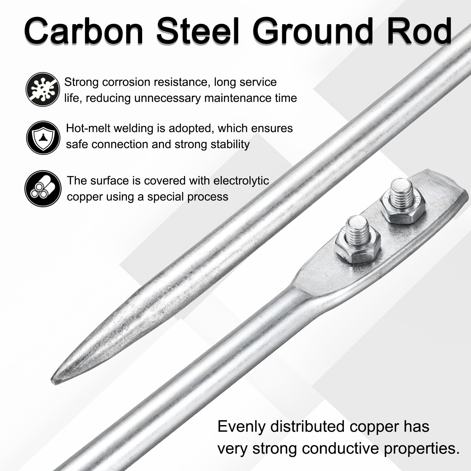 QUARKZMAN Palo Terra Freddo Zincato Messa a Terra 2.6ft 1 Pz