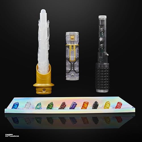 Miniatura 13 de STAR WARS Power Crystal - Sable de luz de cristal, 7 colores y 10 cristales, más de 50 combinaciones que cambian de color, luces y sonidos, juguetes