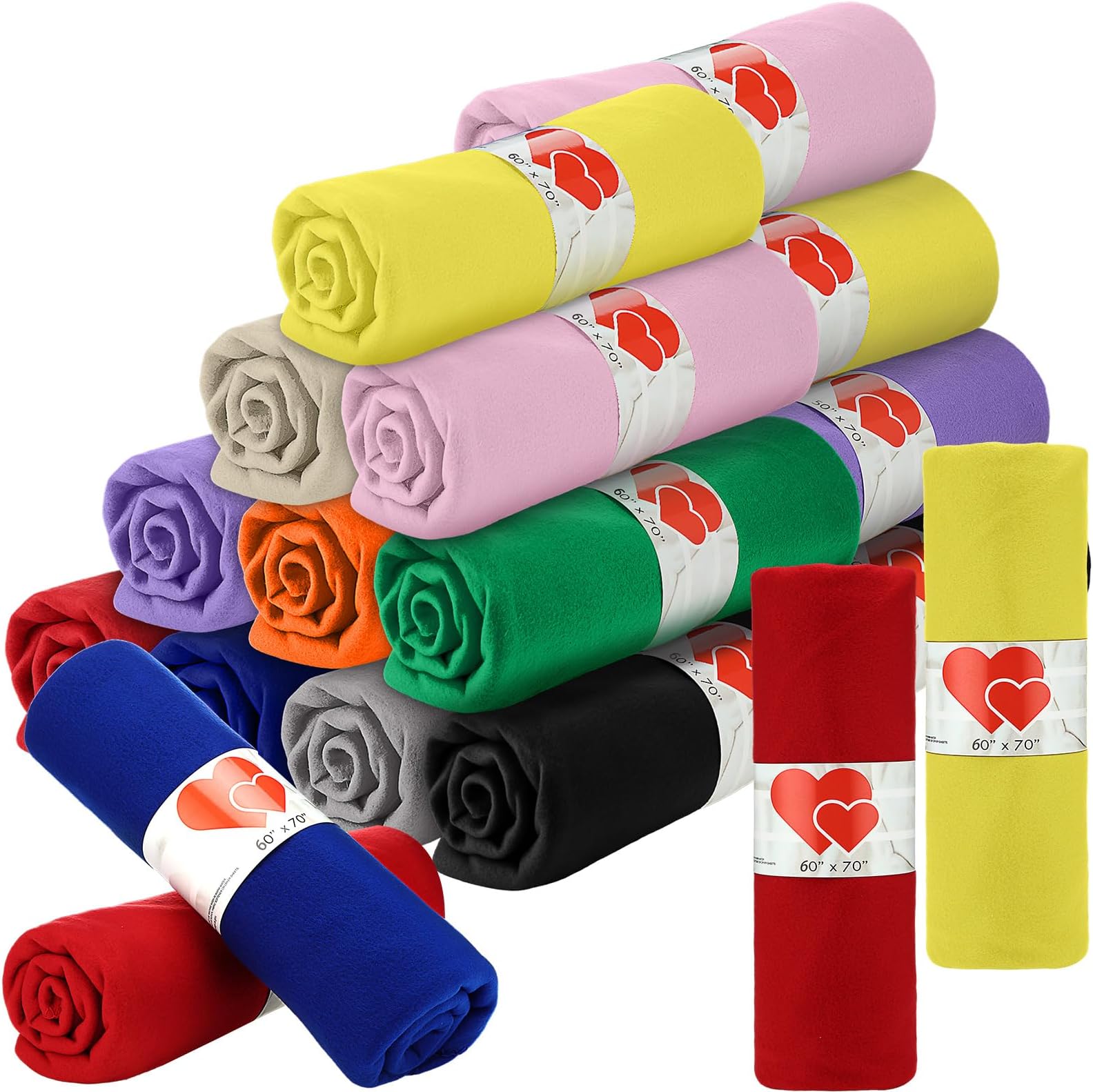 Newwiee 50 Pcs Bulk 70"x 60" Large Cozy Fleece Throw