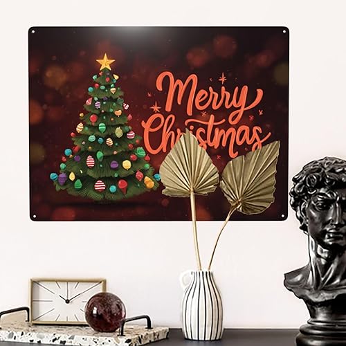 Miniatura 5 de Vintage Merry Christmas Metal Tin Plaque Sign, 12X16 Inch Retro Wall Art Print Poster Signs,Retro Oil Painting Styles, Ideal For Festive Home,