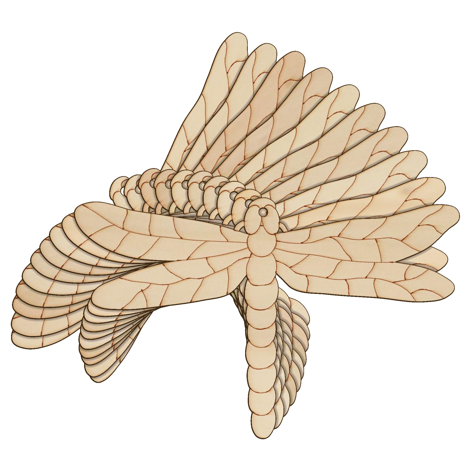 10x Wooden Dragonfly Craft Shape 3mm Plywood can be Coloured with Felt pens(10 x 16cm,Hole Top Centre)