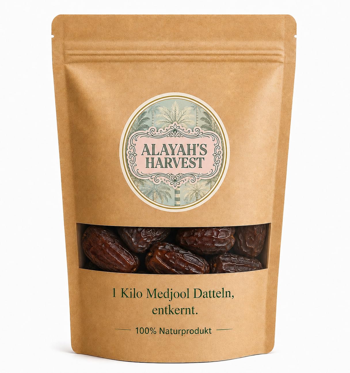 ALAYAHS'S HARVEST-1Kg ENTKERNTE Medjool Datteln Ägypten, aktuelle Ernte – vegan, glutenfrei, laktosefrei