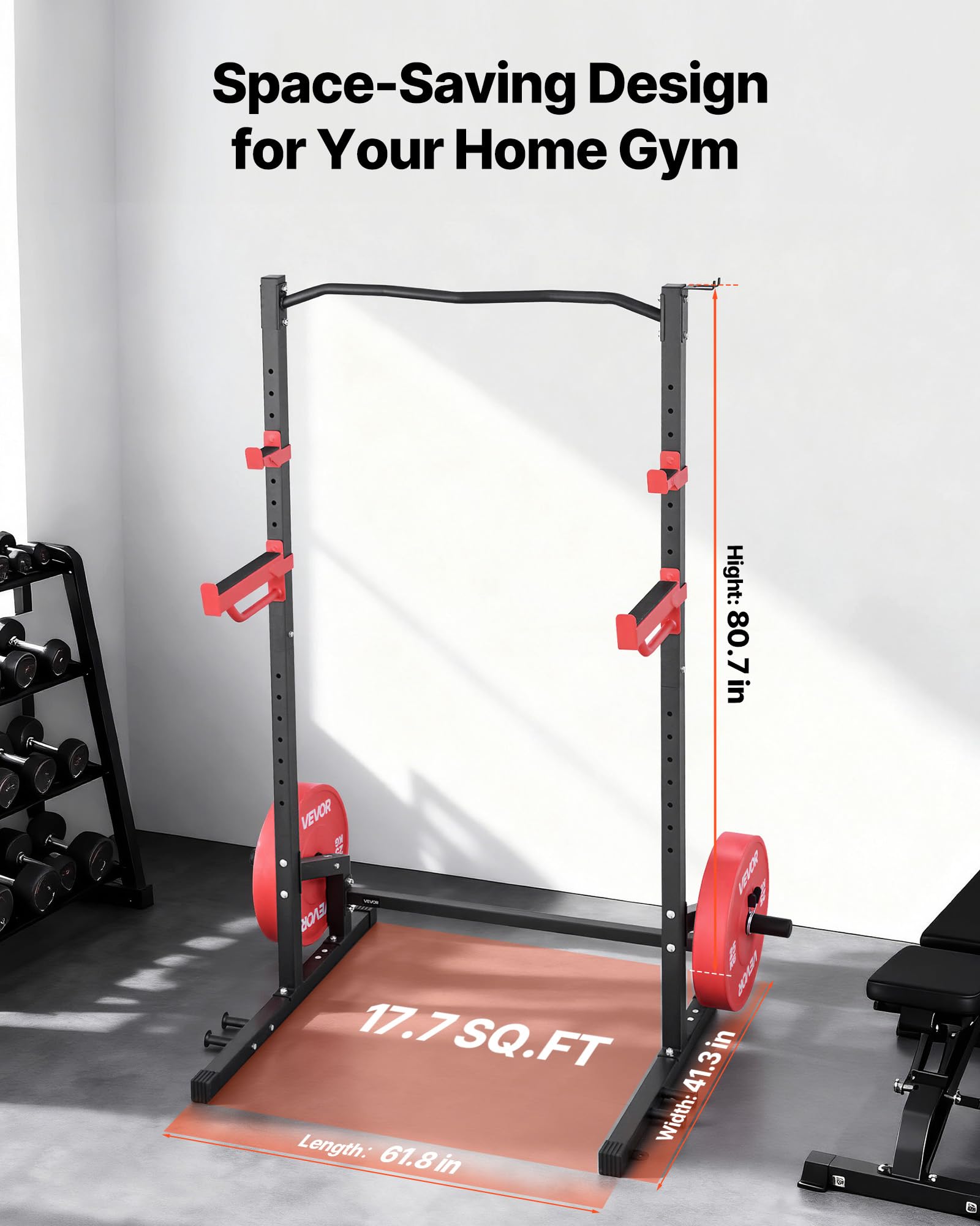 VEVOR Power Tower Dip Station Multifunzionale per Palestra Domestica, Attrezzatura per Allenamento della Forza da 453 kg con 4 Pioli per Fasce, Ganci a J Regolabili e Barre di Sicurezza