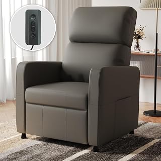 Devoko Sillón Relax Reclinable Eléctrica, Ergonómica Reclinable 90°-165° en Piel PU, Silla Reclinable con Respaldo y Reposapiés Ajustable, para Ancianos/Salón/Oficina, con Bolsillos Laterales, Negro