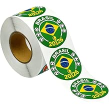 500Pcs Brazil World Cup Sticker Labels, Waterproof Soccer Stickers, 1 Inch Self Adhesive Sealing Decals, for Envelope Seals, Gift Bags Packaging, Water Bottles(Brazil)