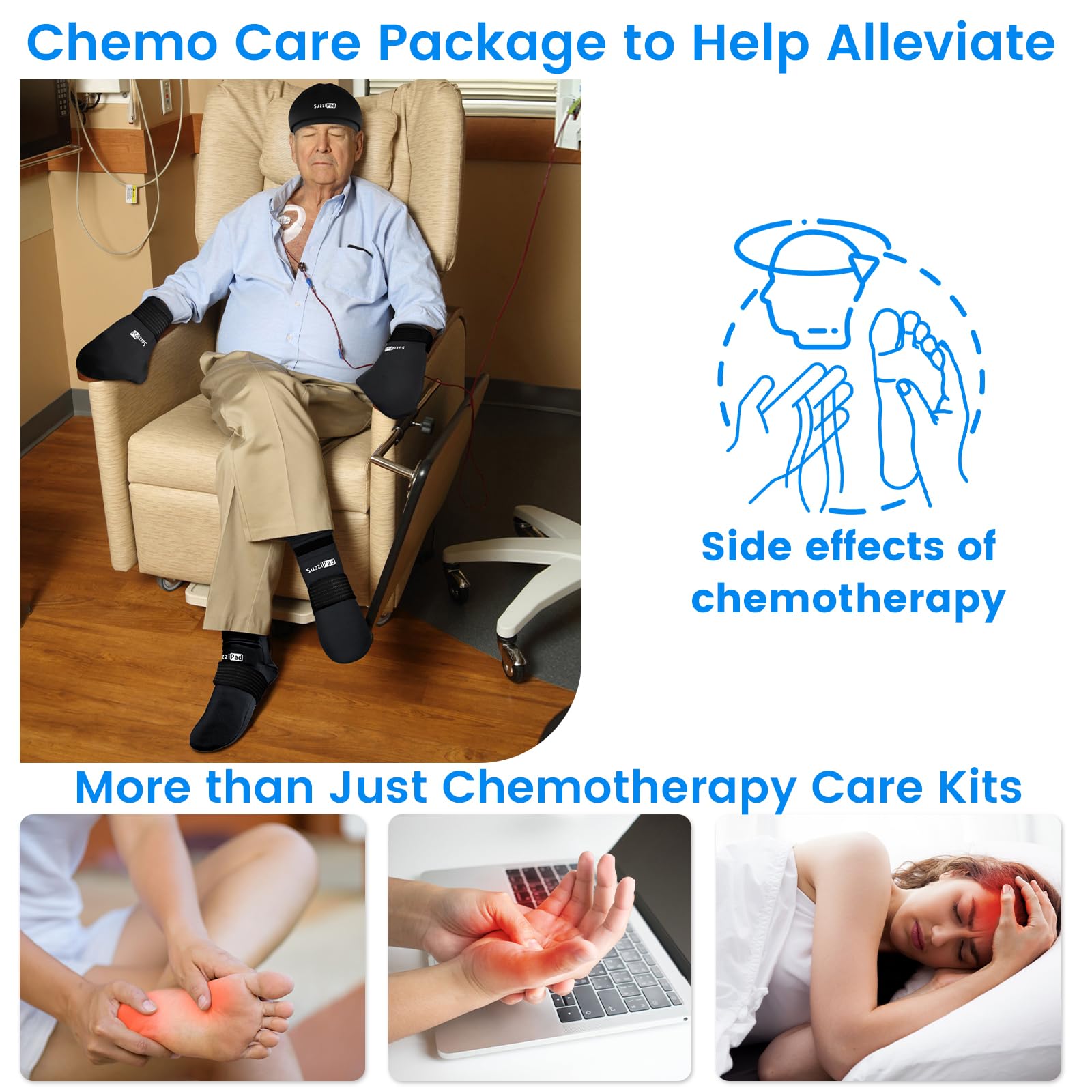 suzzipad Eishandschuhe und Socken für Chemo, Kühlkappe für Chemotherapie