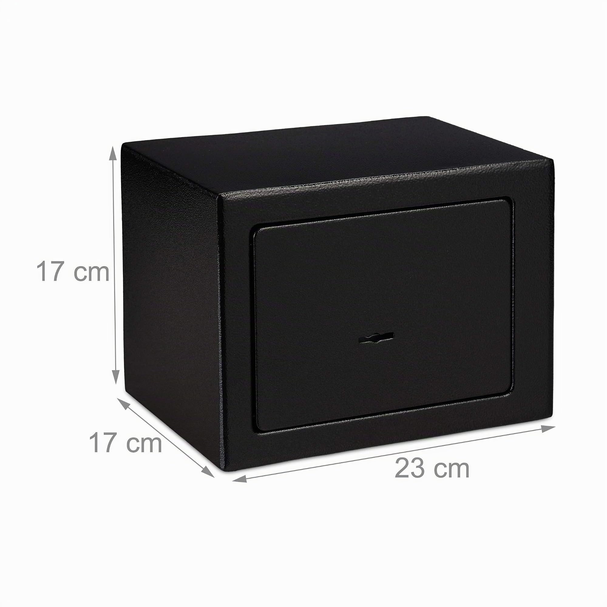 Relaxdays Caja Fuerte Pequeña, Mini Safe con Llaves, Seguridad, para Paredes o Armarios, Acero, 17 x 23 x 17 cm, Negro