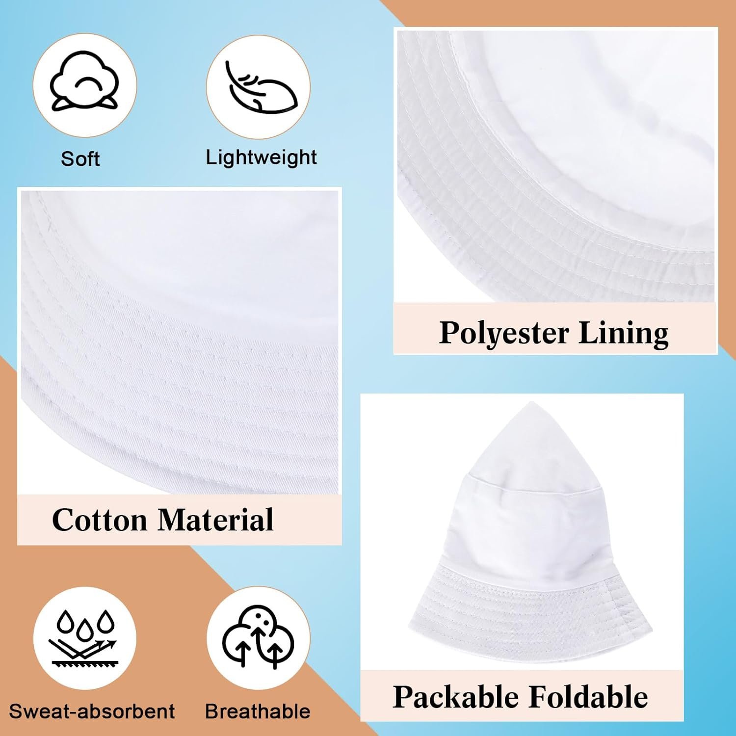 Mepase Bucket Hat Bulk, Cotton Summer Cap Summer Solid Color Beach Getaway Fisherman's Hat for Women Men - Image 4