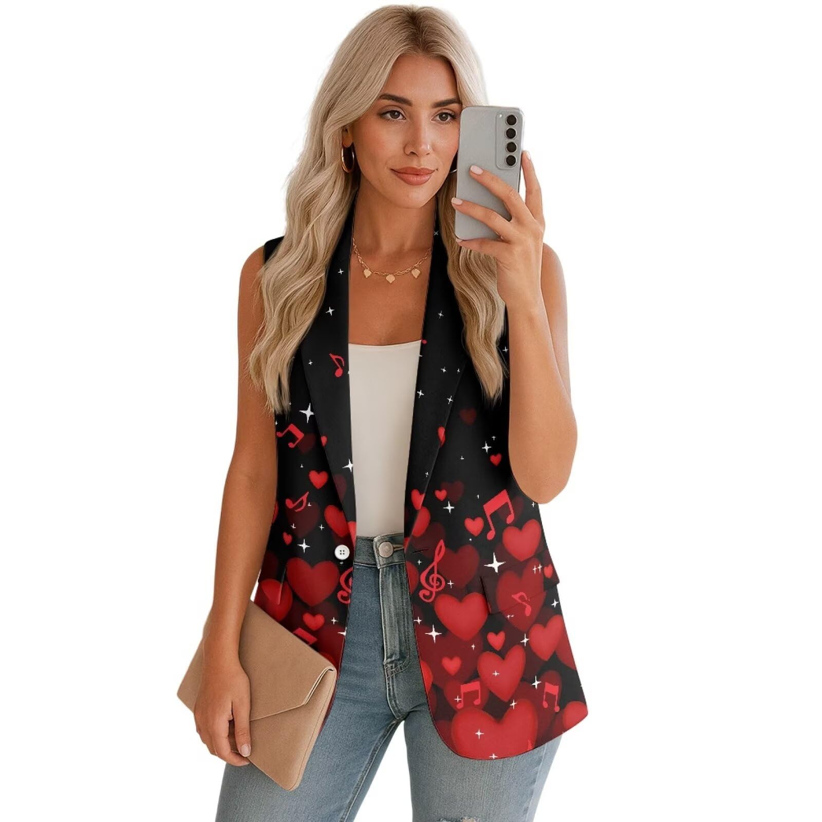 Womens Sleeveless Vest Blazer Lightweight Jackets Casual Work Office Outerwear with Pockets Plus Size S-5XL