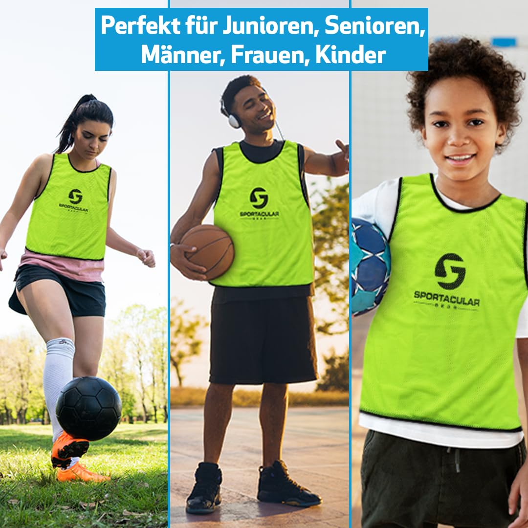 10er Set Trainingsleibchen in versch. Farben und Größen I Markierungshemden, Hemdchen, Trainingstrikot I Leibchen für Fußball, Handball, Basketball Training I Junioren, Senioren, Damen, Herren, Kinder