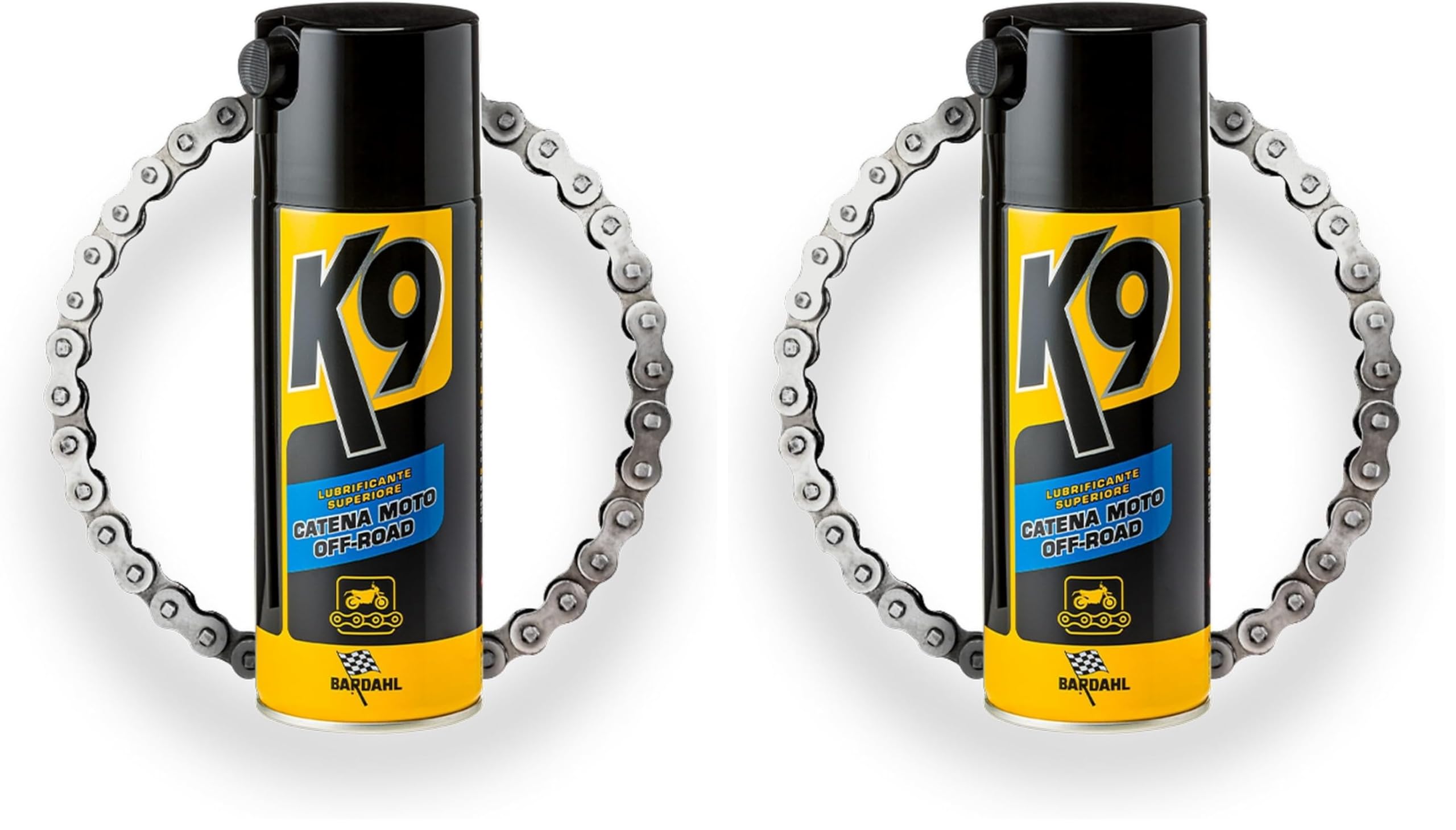Bardahl K9 Lubrificante Superiore Catena Moto Off-Road, Spray per Catena Moto e Catena Bici, Lubrifica e Protegge, Anti Ruggine e Corrosione, Agisce in Profondità, Chain Lube, 400 ml (Confezione da 2)