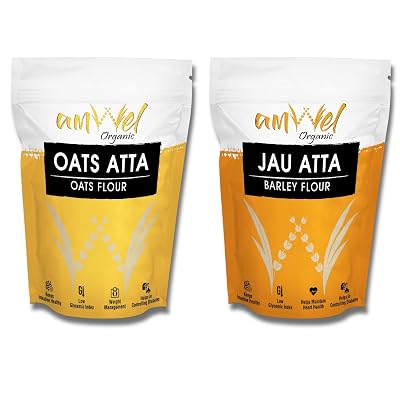 Amwel Combo of Oats Atta 450g + Jau Atta 450g | Oats Flour + Barley Flour | Diabetic Friendly Low GI Fiber Atta for Chap