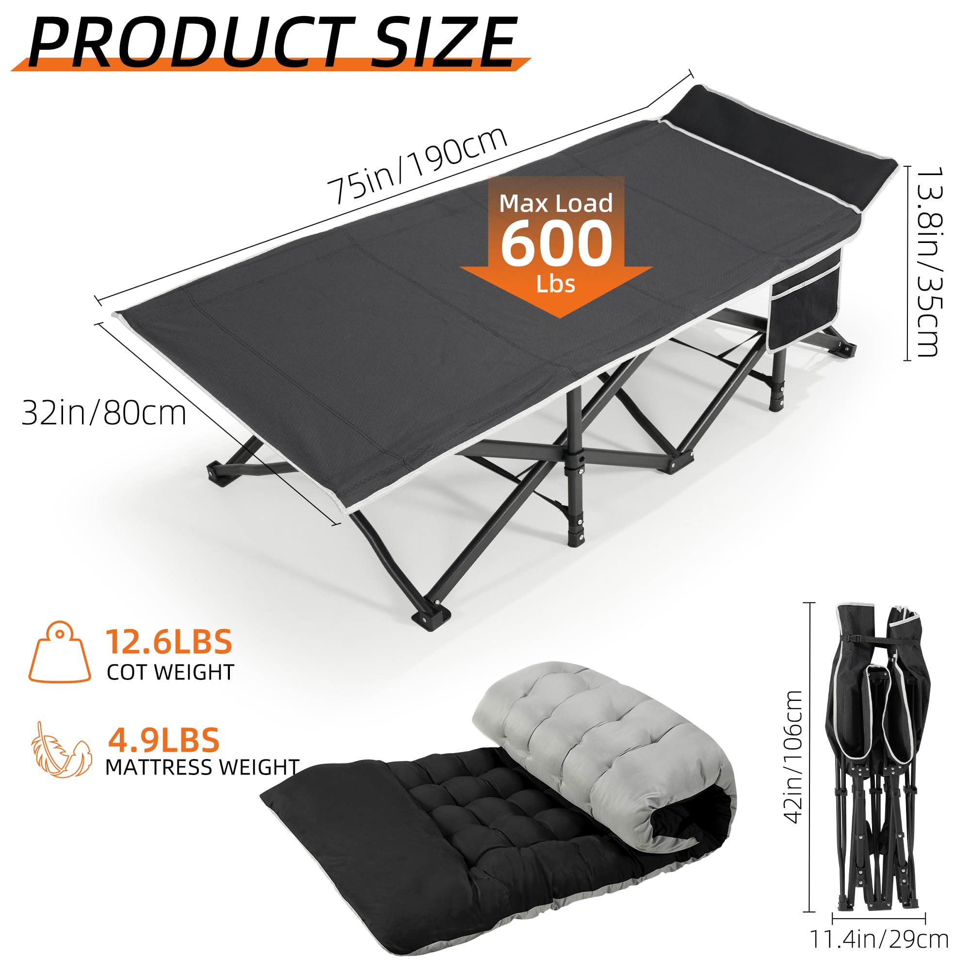 Fragess Portable Camping Cot, 32