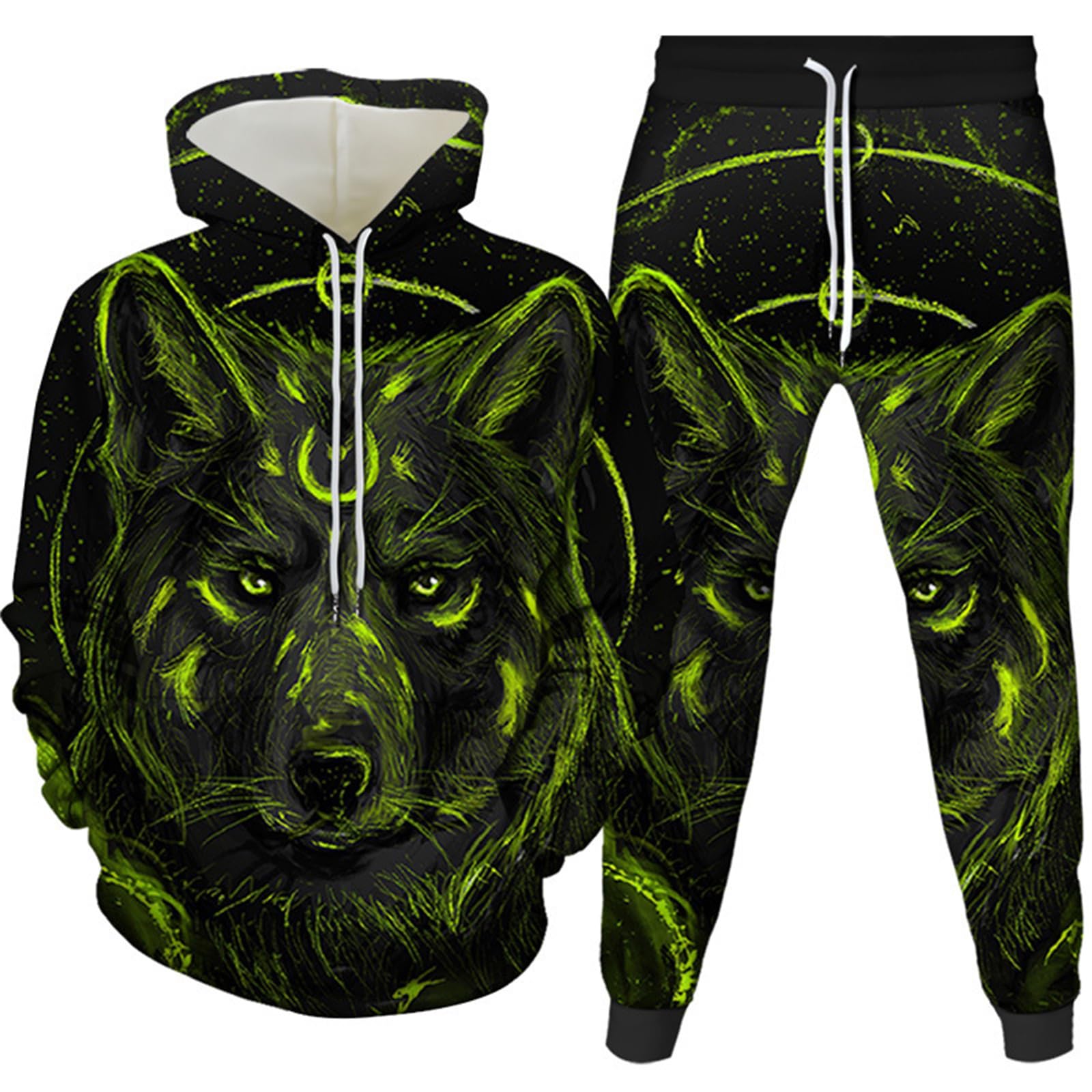 Men's Tracksuit Set Animal Wolf 3D Printed Hoodie and Joggers Pants Set Hip Hop Autumn Winter Two Piece Set Sportswear