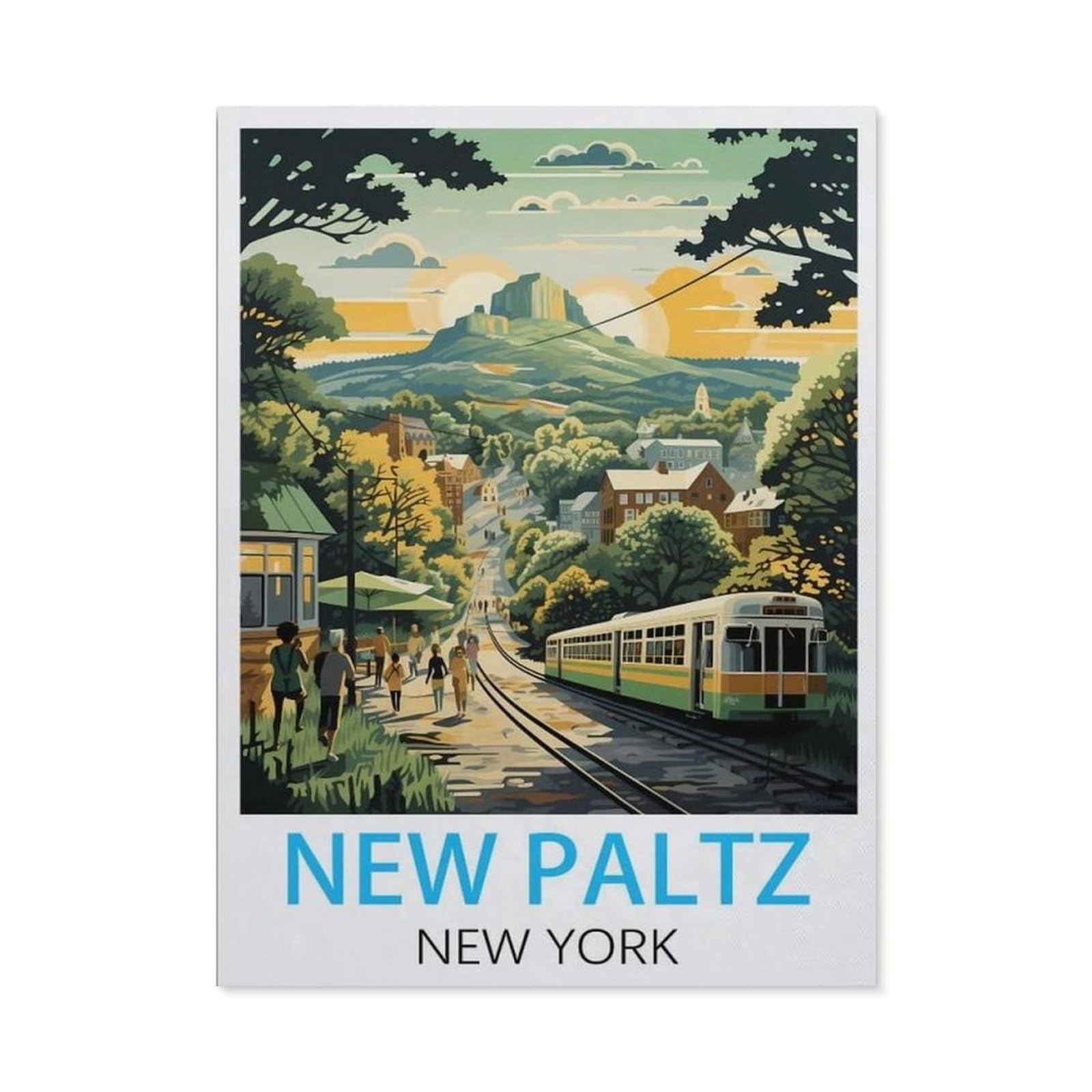 BEAYODKP 5D Diamond Painting，New Paltz New York Vintage Travel Posters，Diamond Embroidery Cross Stitch（40 x 50 cm/15.74 x 19.68 inches）-BY51