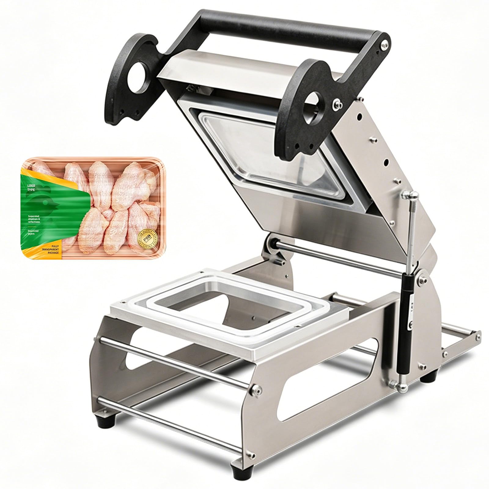 Macchina Sigillatrice Termica per Vaschette Alimentari,Commerciale Macchina Imballatrice Alimentare, ressione Manuale, ontrollo Temperatura, Ideale per Vaschette Fresche,Torte 260x170mm