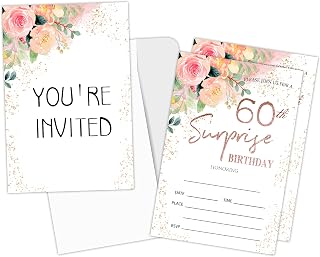 Zodvery Rose Floral 60th Birthday Invitations