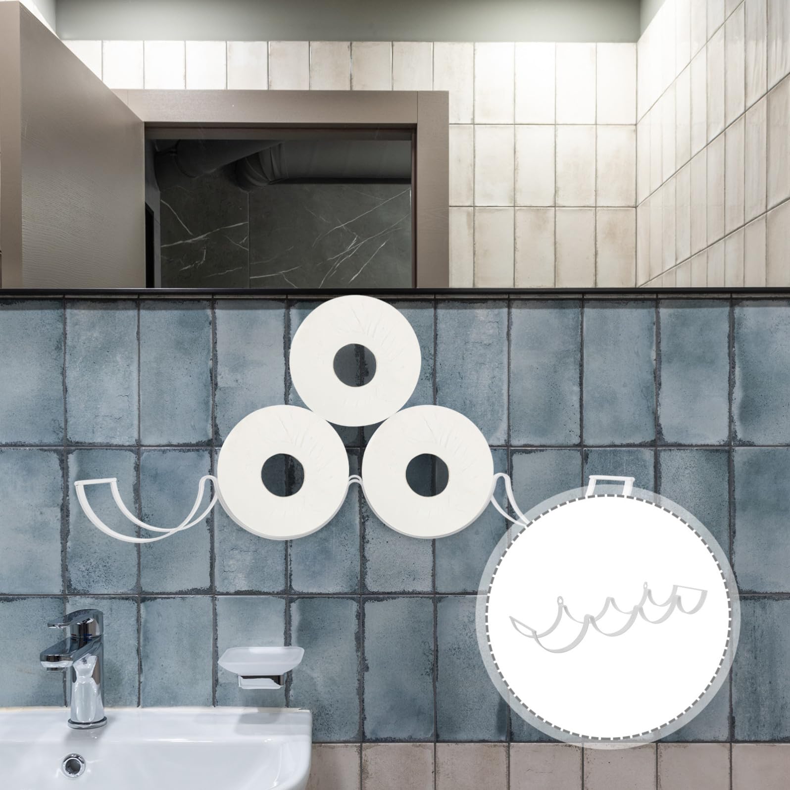 Mikinona Portarotolo Carta Igienica da Parete in Ferro a Forma di Nuvola per Bagno e Cucina, Supporto Facile da Usare Bianco, Organizer Salvaspazio per Uso Domestico e Hotel