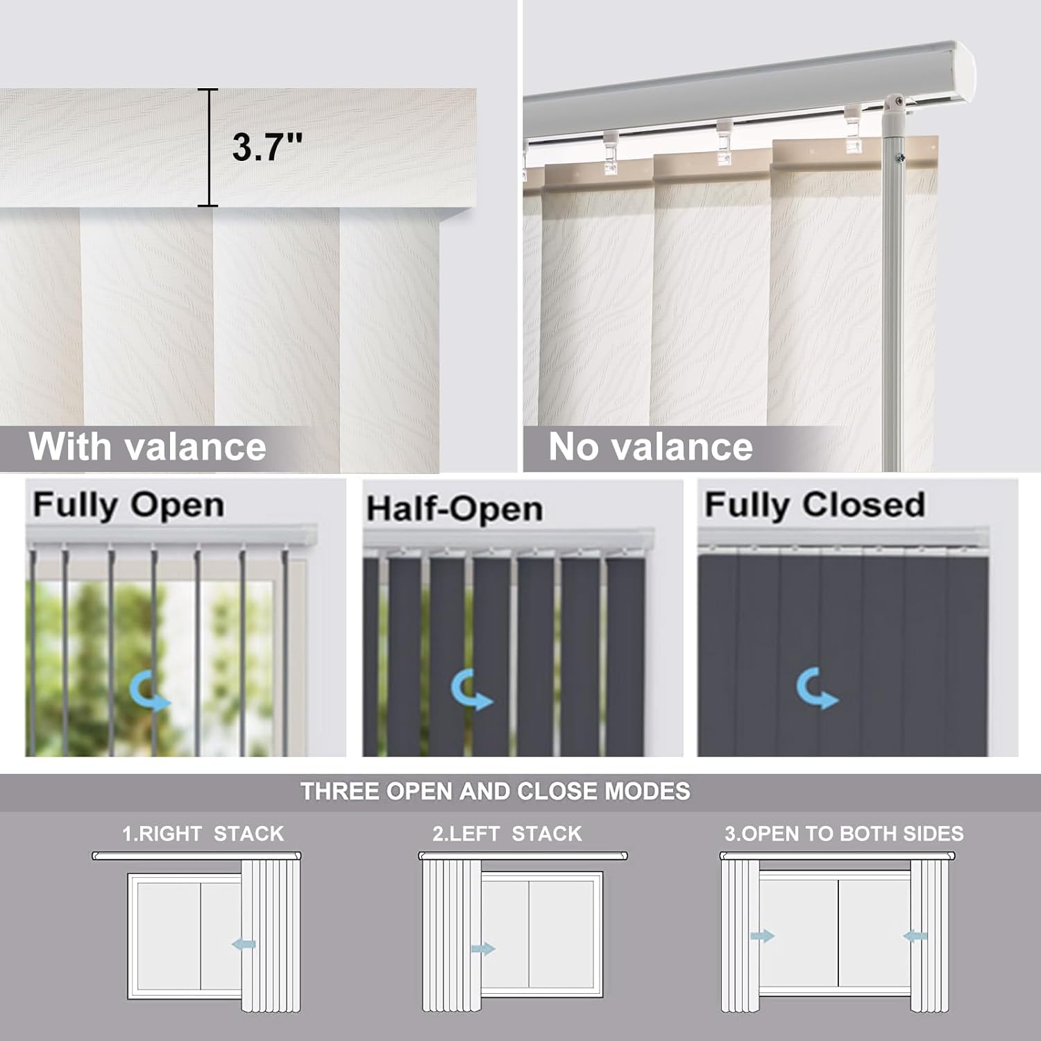 Cordless No Drill No Tools Vertical Blinds for Sliding Doors, Room Divider, Window Blinds, Blinds for Sliding Glass Doors, Closet Curtain, Privacy and Filter Light, Woven White
