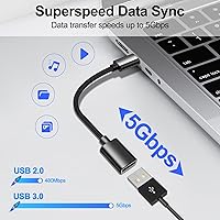 Vista 2 de xiwxi Paquete de 4 USB-C a USB-A y USB-A a USB-C Cable OTG, tipo C tipo A macho hembra adaptador SuperSpeed de transferencia de datos y carga rápida