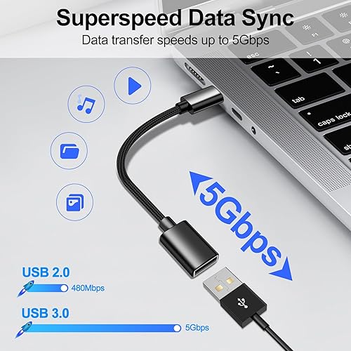 Miniatura 2 de xiwxi Paquete de 4 USB-C a USB-A y USB-A a USB-C Cable OTG, tipo C tipo A macho hembra adaptador SuperSpeed de transferencia de datos y carga rápida