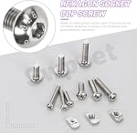 Swpeet 201Pcs M5 Nickel Plated T Nuts Screw with Hex Wrench Assortment Kit, M5×12/16/20 Button Head Hex Socket Head Cap Bolts, T Slot Nut Hammer Head Fastener for 2020 Series Aluminum Profile Groove