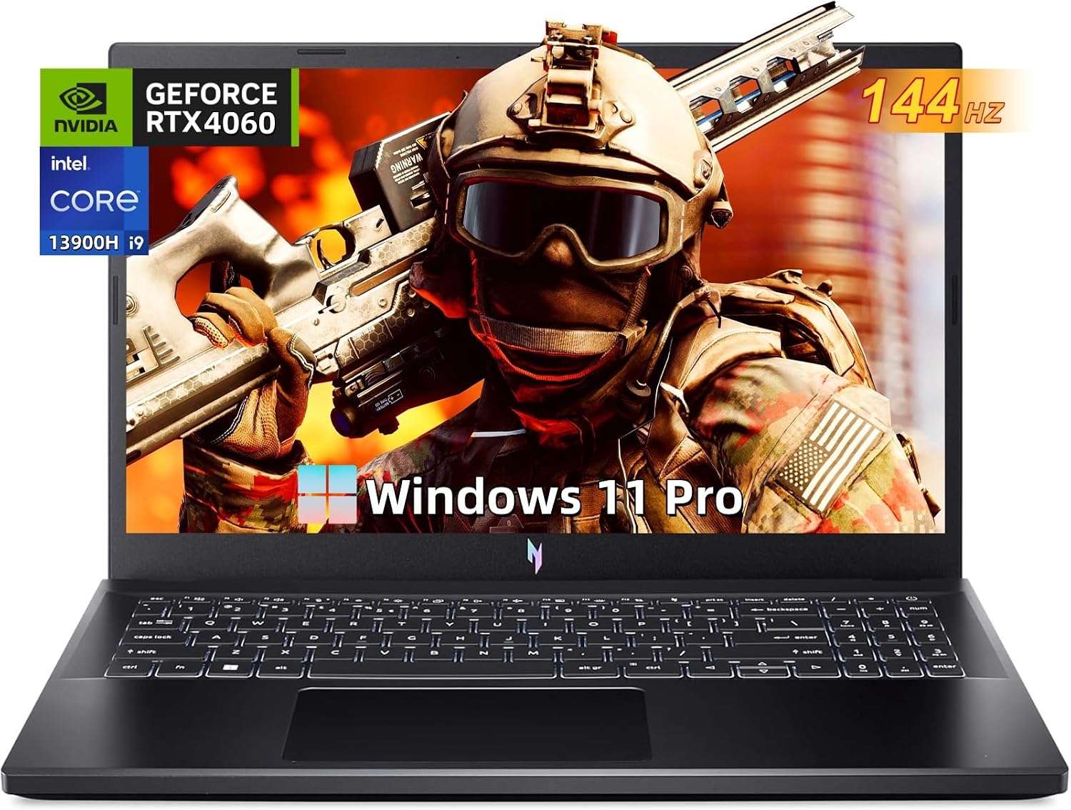 acer Nitro V 15 Gaming Laptop, 15.6″ FHD IPS 144Hz, Intel i9-13900H, GeForce RTX 4060, 64 GB RAM DDR5, 1 TB SSD, Backlit Keyboard, Windows 11 Pro, Office Pro Lifetime License w/Accessories
