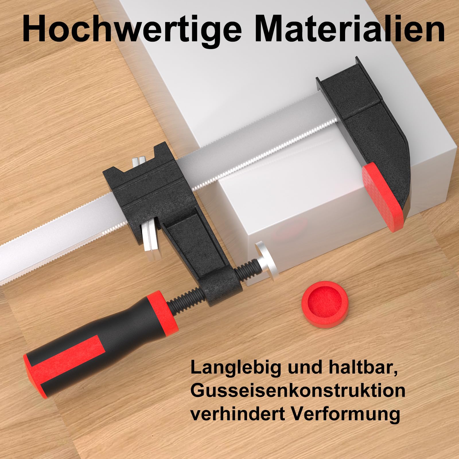 4 Stück Schraubzwingen Sets, 350mm Profi Schraubzwinge aus Edelstahl, 75mm Maultiefe für Präzises Fixieren von Holzwerkstücken, Spannkraft 270kg für vielfältige Spannanwendungen