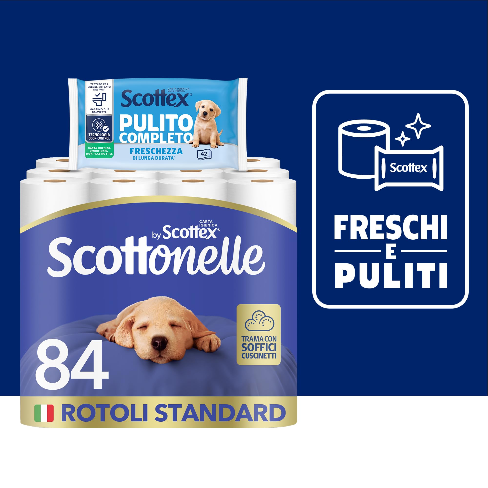 Scottonelle Carta Igienica, Morbida e Resistente, Dermatologicamente testata, 84 Rotoli