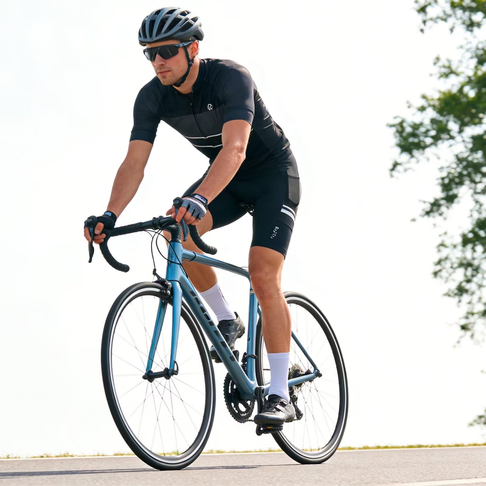 ROTTO Pantalones Cortos de Ciclismo para Hombre Acolchados con Esponja y Relleno de Gel con Bolsillos para Ciclismo de Carretera MTB BMX
