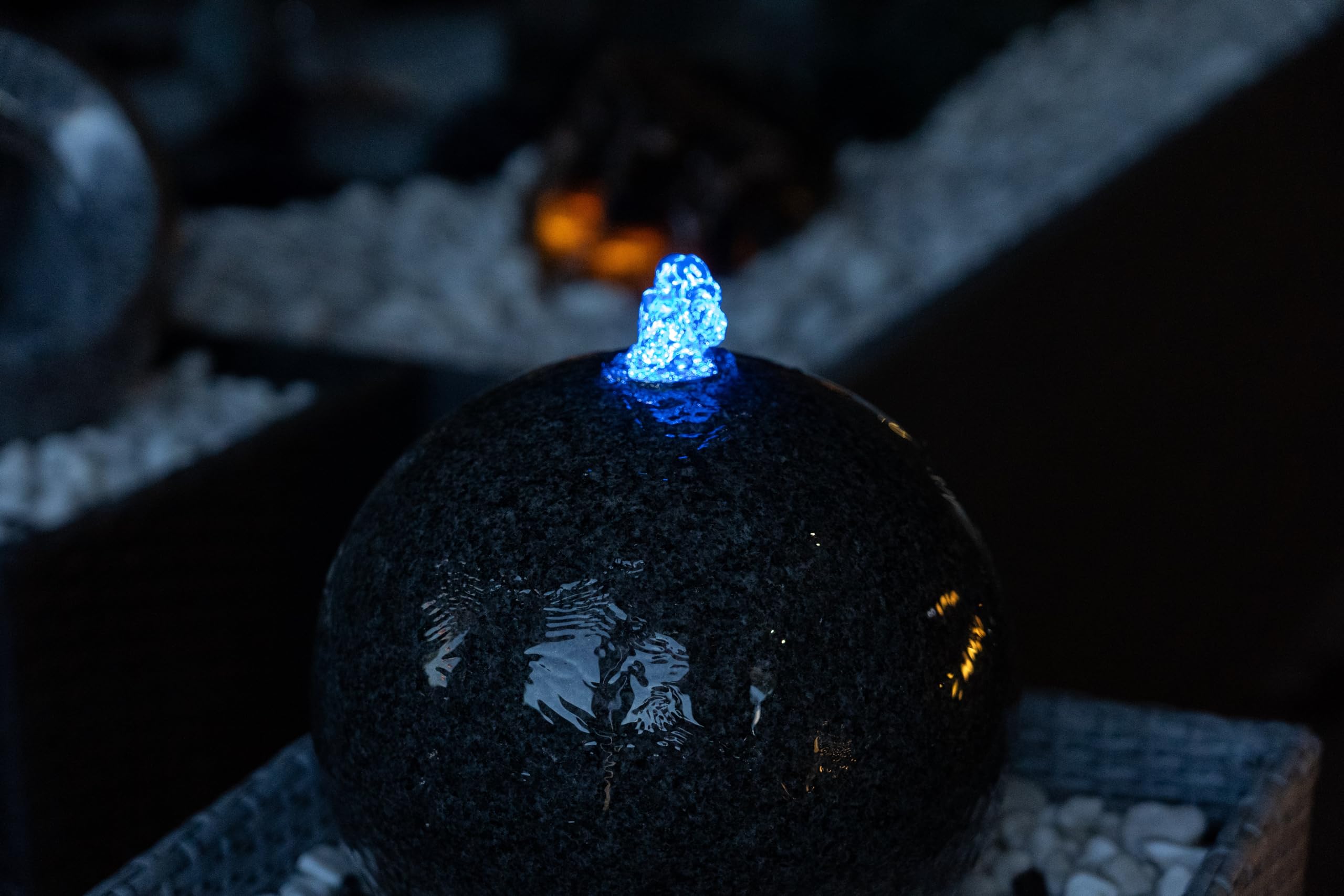 Wasserspielbeleuchtung blau, inkl. Trafo, 0,8 Watt, IP68, 12V, 103 LUX, 650 cm Kabel, LED-Ring, Brunnenlicht | Wasserspielleuchte | Unterwasserlicht | Unterwasserstrahler | Quellsteinbeleuchtung