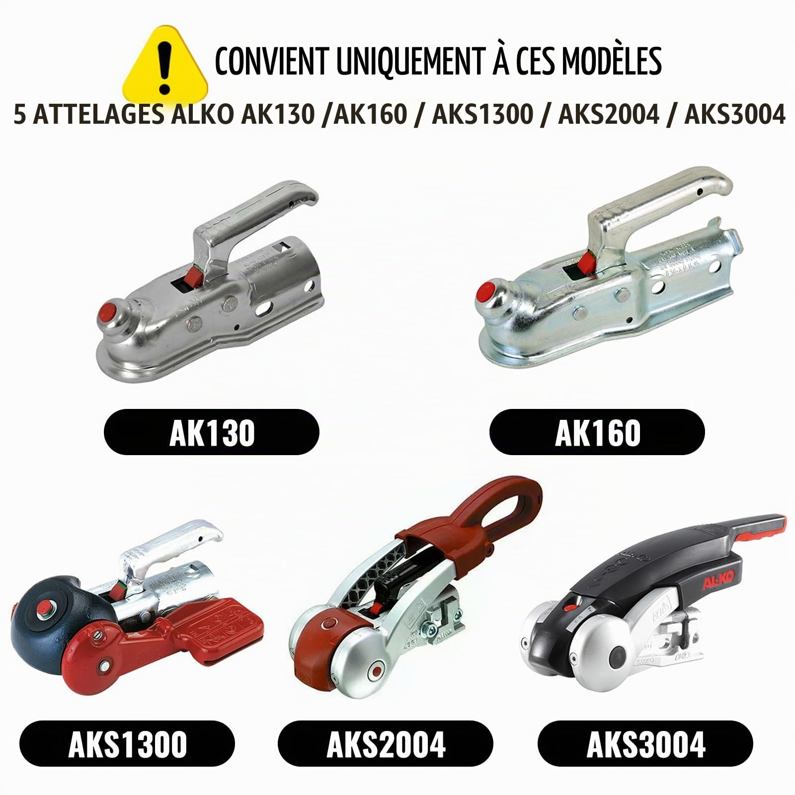Verrou de caravane – Verrou de remorque anti-vol robuste pour têtes d'attelage ALKO AK130, AK160, AKS1300, AKS2004, AKS3004 – Dispositif de couplage sécurisé