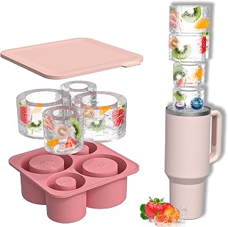 Stanley 4-in-1 Silicone Ice Cube Tray – Multi-Size Ice Mold for Every Drink – Easy-Release, No-Spill Design – Keeps Drinks Cold Longer – BPA-Free & Durable – Pink