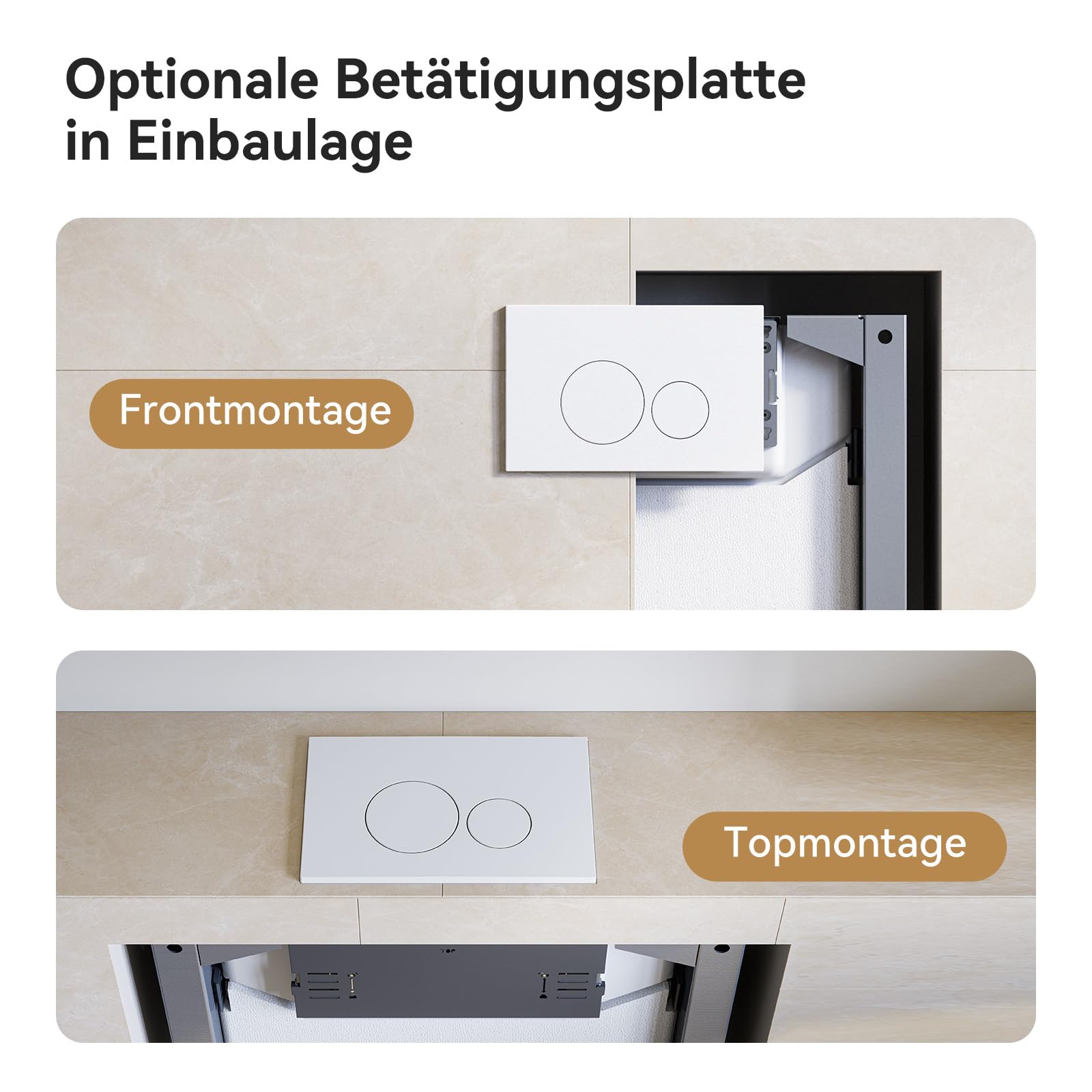 HOROW WC doccia con cassetta di risciacquo a incasso, set completo WC con elemento a parete anteriore con placca di comando, WC sospeso senza bordo con ugello integrato, WC doccia con rivestimento