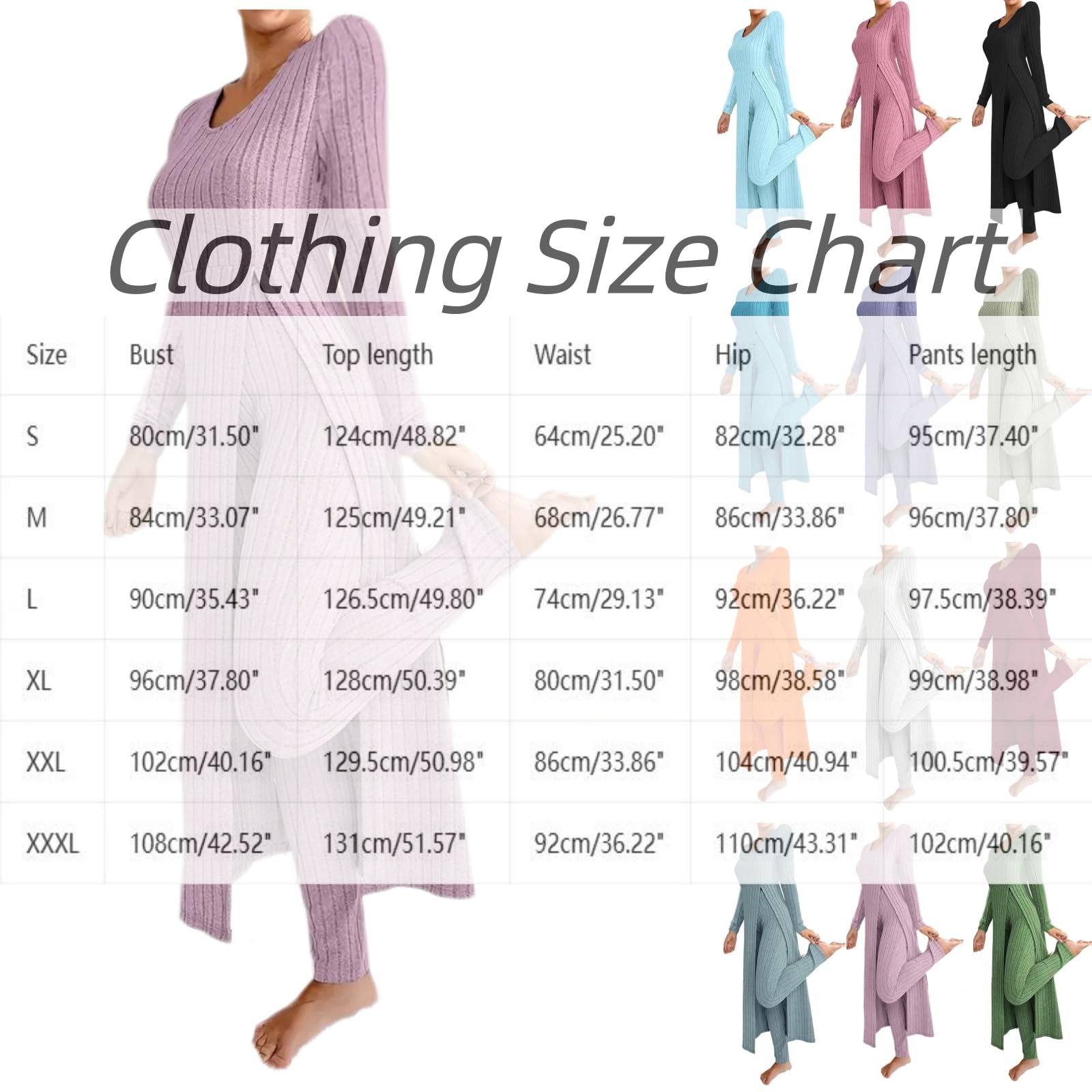 Completo da donna in maglia a coste 2 pezzi