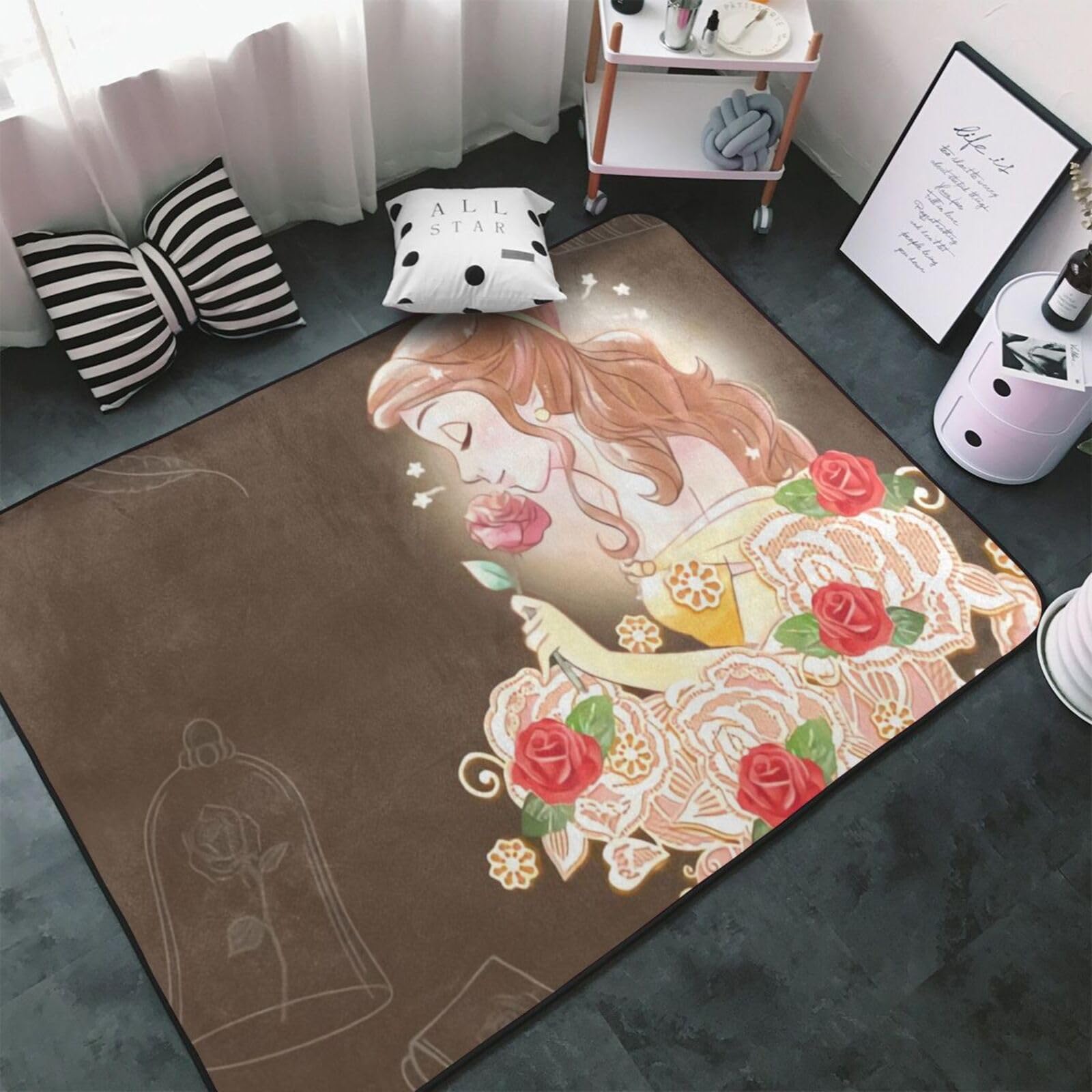 Amazon | 美女と野獣 ベル カーペット 長方形 ラグマット ラグ 絨毯 夏