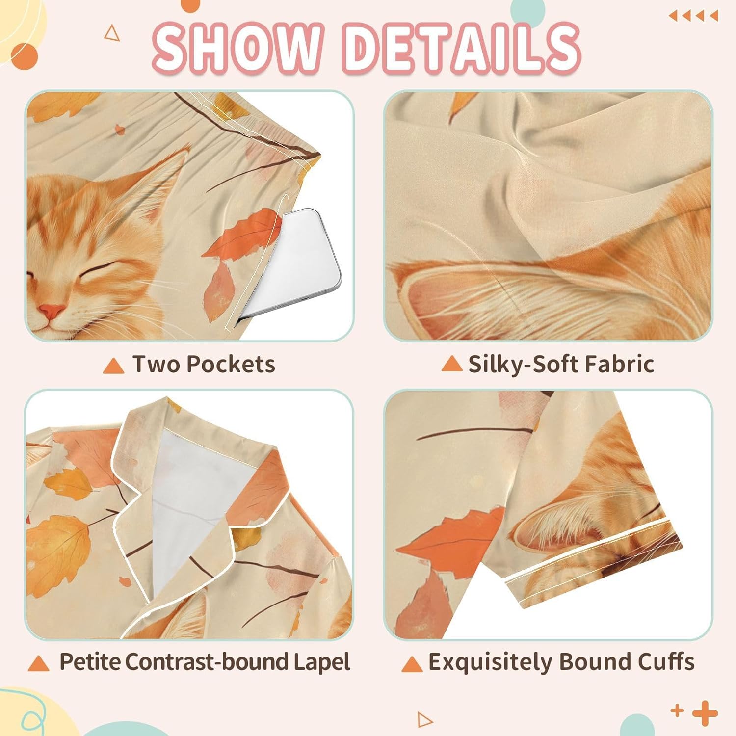 Silk Pajamas Sets Soft Satin 2 Piece Pjs Set Short Sleeve Sleepwear Nightwear