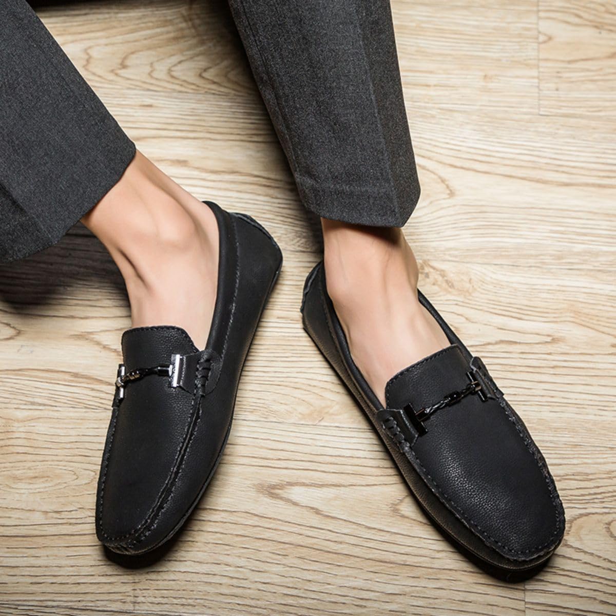 Mocasines para Hombre de Cuero Moda Slip-on Shoes Driver Shoes Casual Flat Shoes 38-49 EU