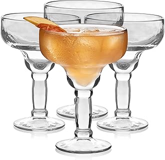 Yucatan Margarita Glasses Set of 4, 13.5 Oz, Stunning Ripple Bar Glass Set, Cocktail Glassware for Frozen Daiquiri, Slushy Punch, and More