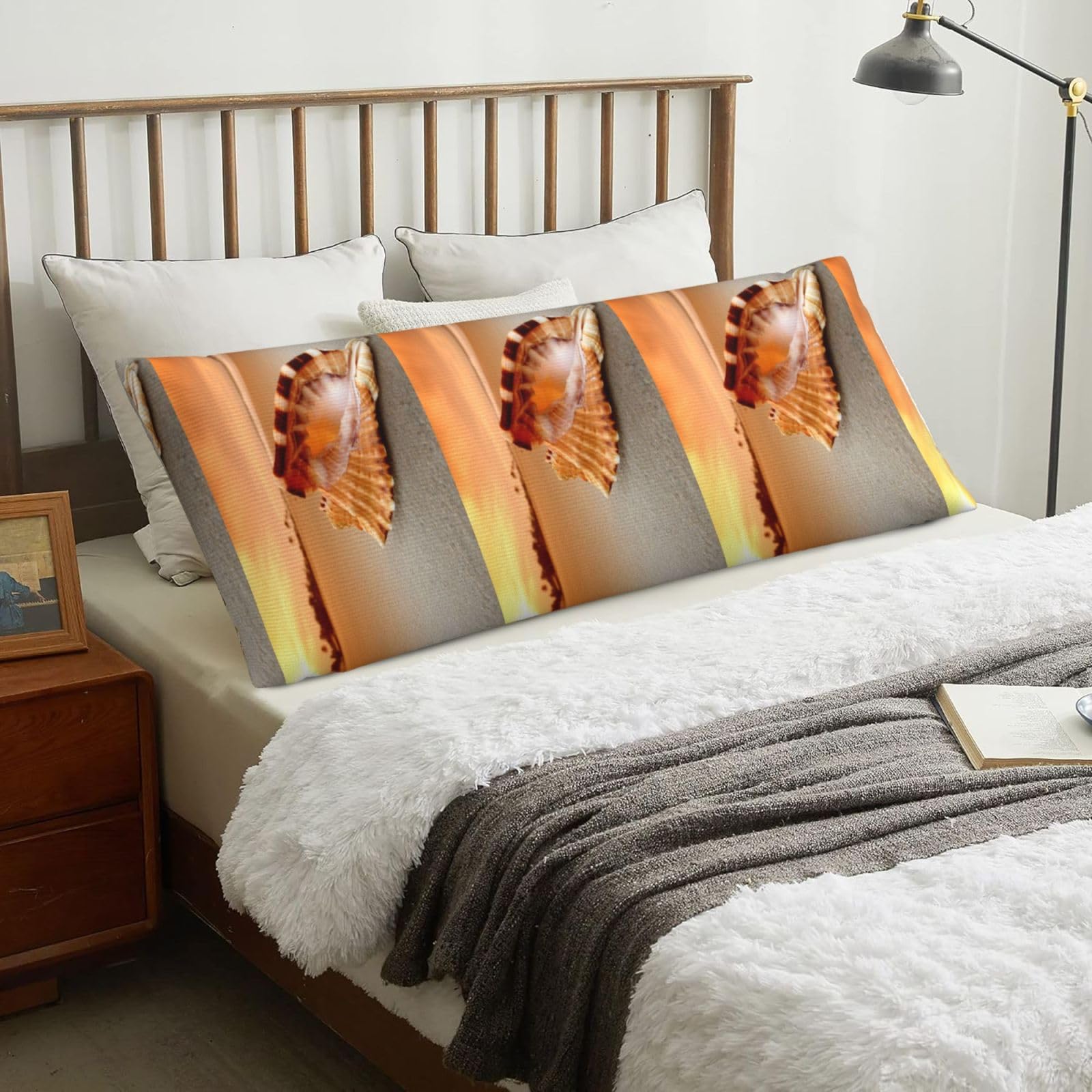 Sunset Over The Sea The Shell Conch, Body Pillow Cover with Zipper,Long Body Pillowcase 20 x 60 in