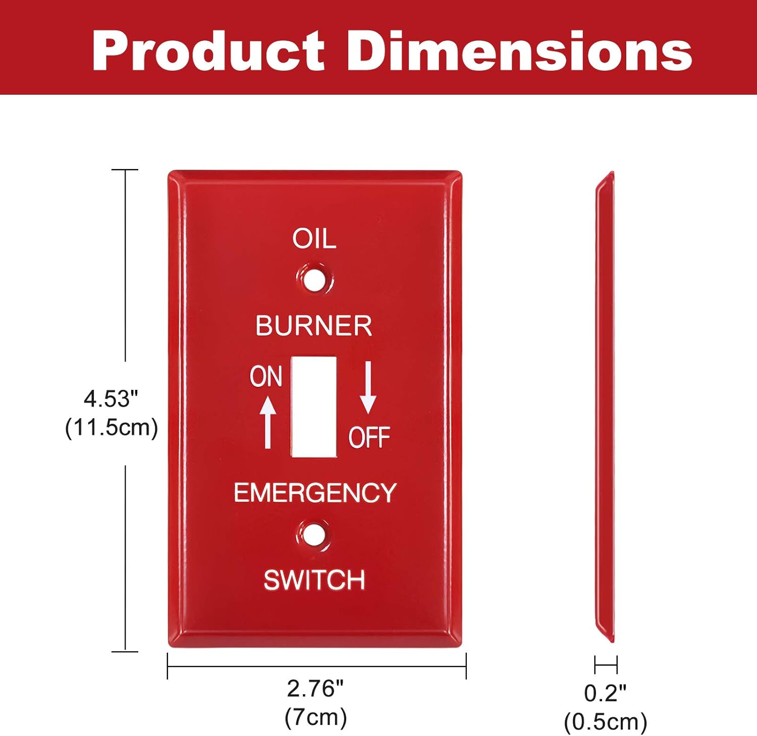 [2 Pack] BESTTEN 1-Gang Red, Emergency Oil Shut-Off Toggle Switch Metal Wall Plate, Standard Size, Code Compliant