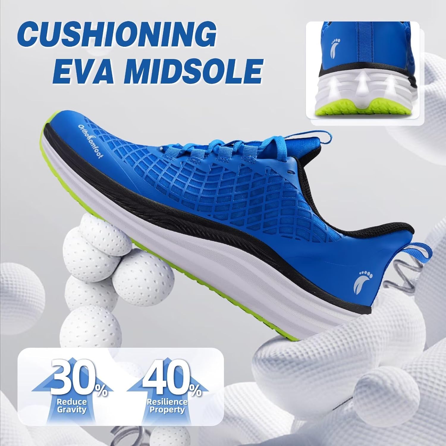 Men's Orthopedic Road Running Shoes: Comfortable Casual Arch Supports Plantar Fasciitis Orthotic Fashion Sneakers, Flat Feet Casual Tennis Outdoor Walking Exercise Shoes for Foot Heel and Pain Relief