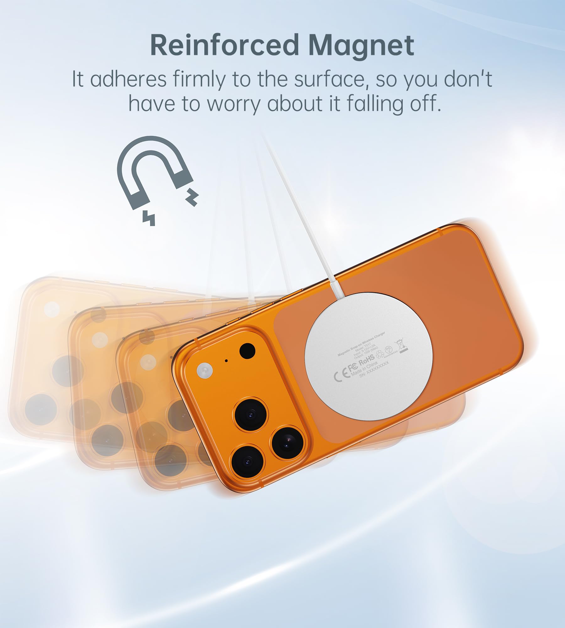 Wireless Charger Kompatibel mit Mag-Safe Ladegerät, Induktive Ladestation Kabellos Schnellladegerät kompatibel für iPhone 17e/17/16/15/14/13/12 Pro Max/Air/Plus/Pro Serie