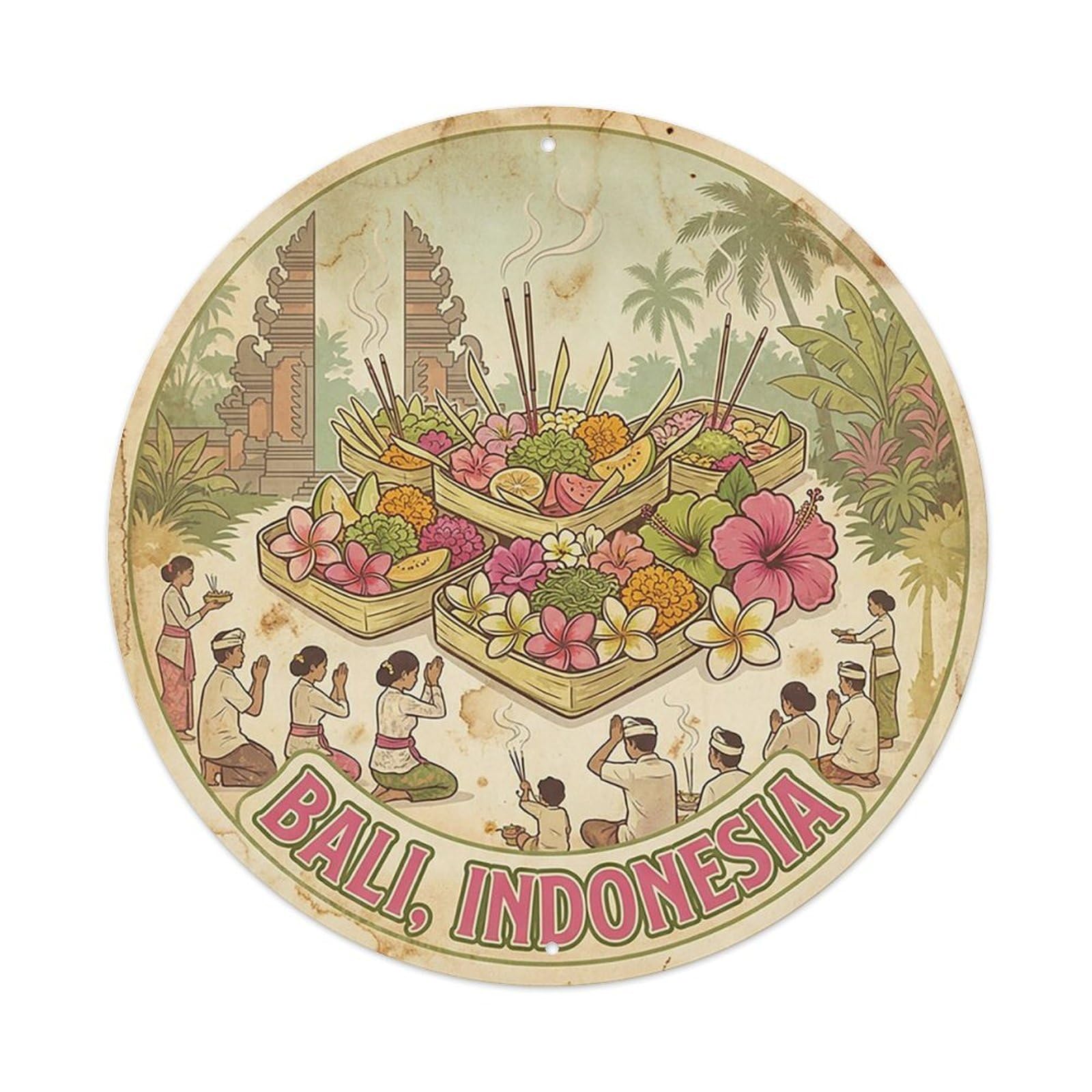 Balinese Temple Offering Canang Sari Buddhist Heritage Metal Tin Sign