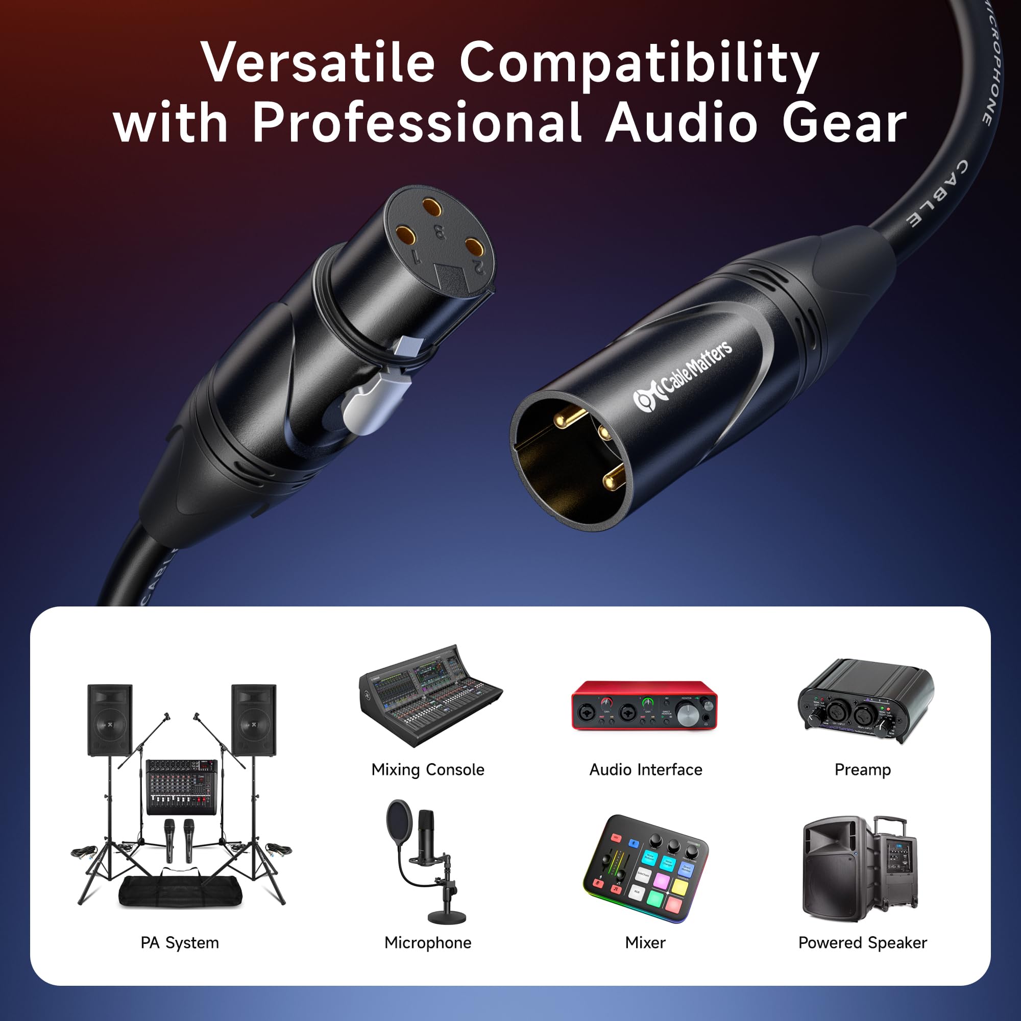 Cable Matters 2-Pack Premium XLR to XLR Cable, Microphone Cable, M-F, 6ft — Amazon image 3