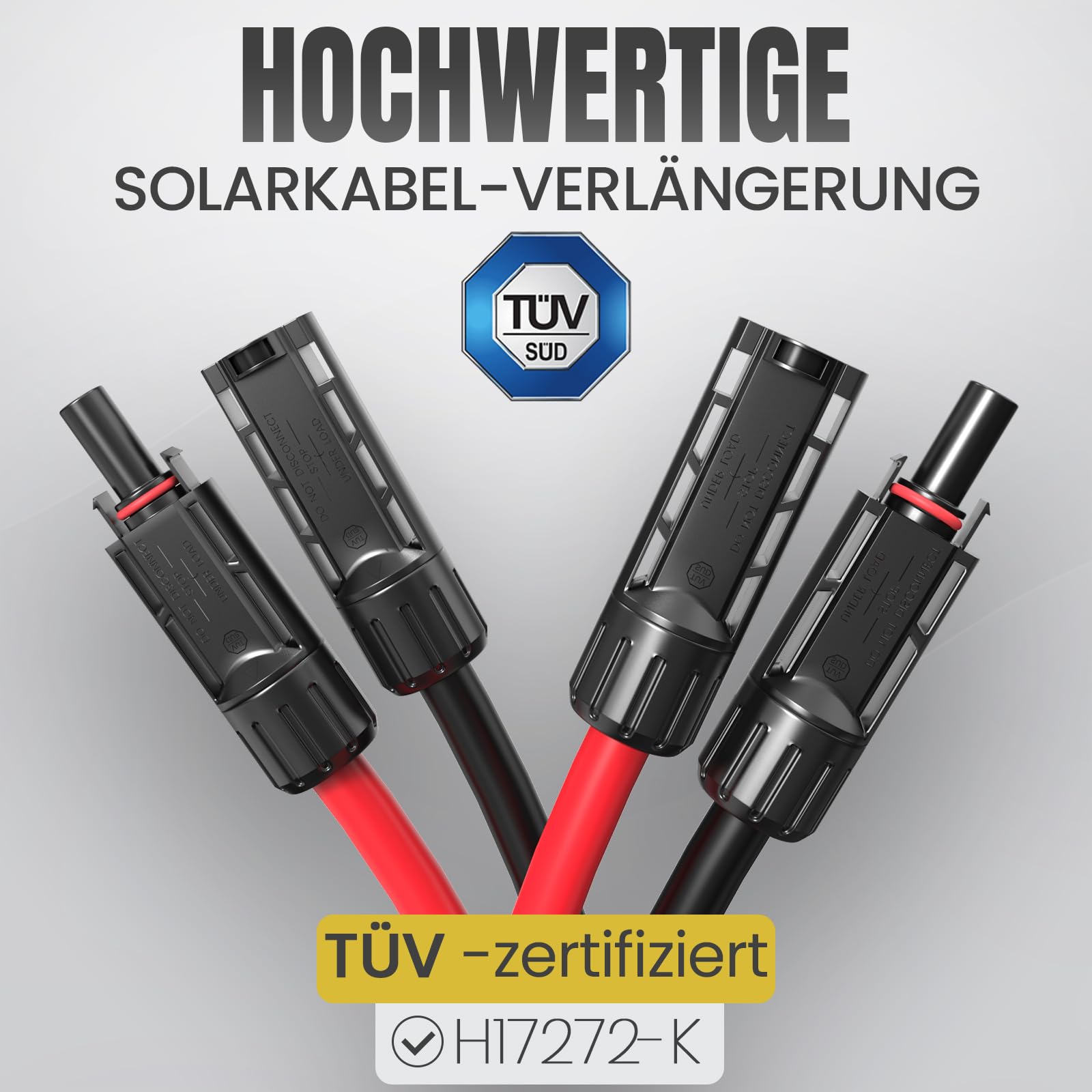 avoltik 2x 10m Solarkabel in 6mm2 I TÜV-zertifiziertes Balkonkraftwerkkabel I Robustes PV Kabel doppelt isoliert & wetterfest I IP67 Solar-Anschlusskabel I Photovoltaik Kabel rot & schwarz